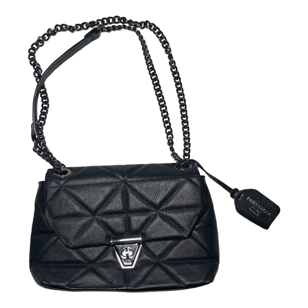 PERSAMAN Handbag Womens Medium Black Quilted Shoulder Chain Strap‎ Geometric - Picture 2 of 7